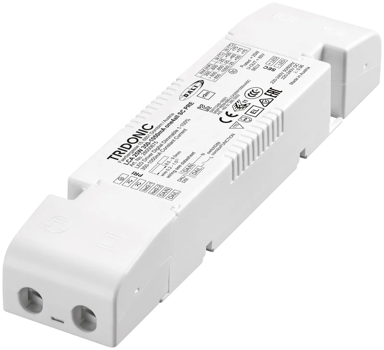 Драйвер Tridonic LCA 25W 350-1050mA one4all SC PRE Compact Driver Статья №: 28000675