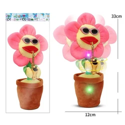 2022 NEW Amazon  funny cute dancing sunflower saxophone dancing sunflower custom plush toy stuffed animal for kid  light  music