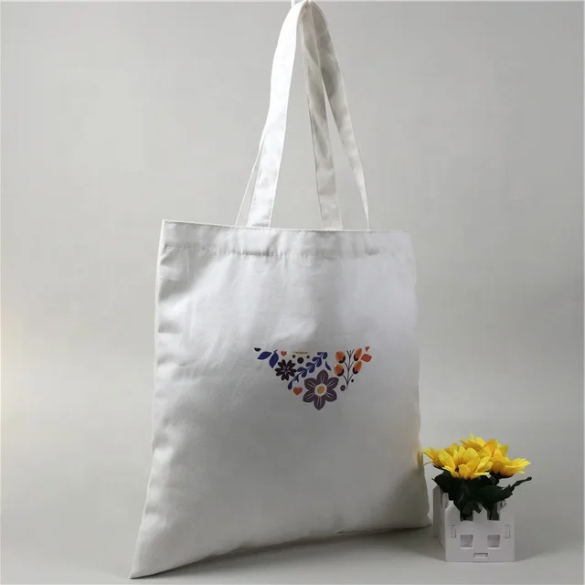 Cotton Tote Bag Cotton Shopping Bag White Beige Heat Transfer Logo Canvas Cloth Bag