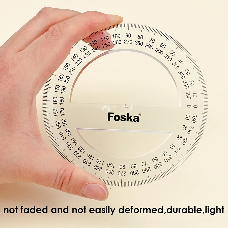 360 Degree 10CM School Transparent Plastic Protractor Ruler