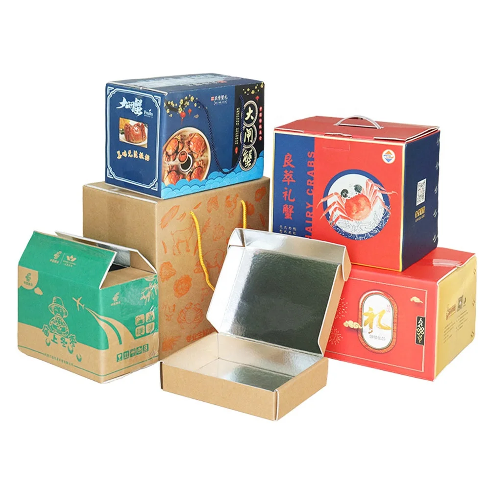 Custom Size And Logo Eco-friendly Paper Aluminum Foil Box Foldable Easy To Storage Paper Cold Chain Express Box For Meat/Fruit
