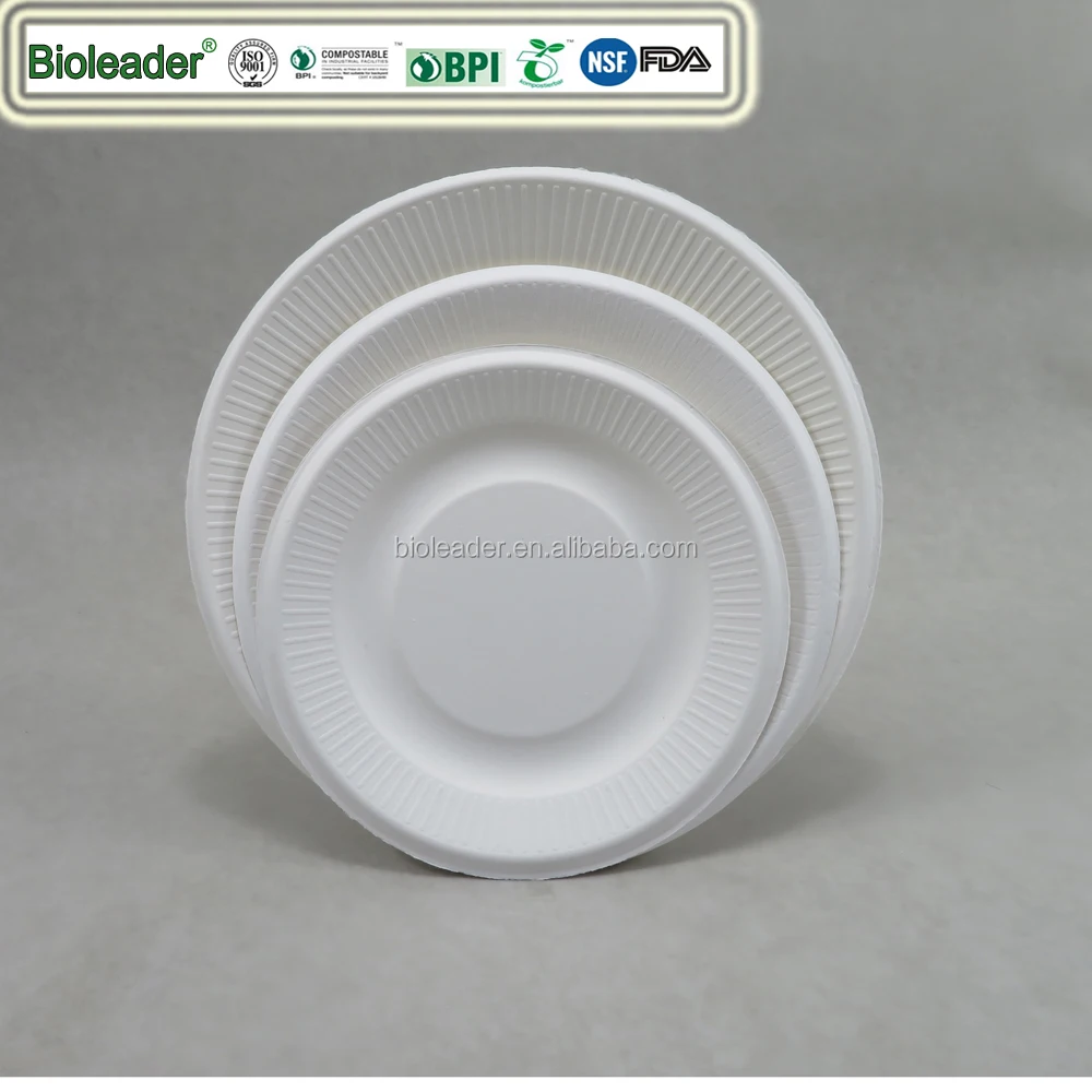 Disposable 3 Compartment Bagasse Dishes Plate Fish Dish Round Food Paper Natural Plant Pattern Not Support On-glazed 50000pcs