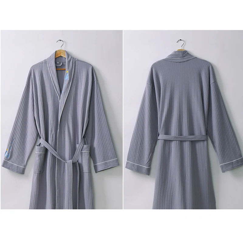 Pure Cotton four seasons wear Woman Bathrobe thin water absorbing bathrobe long winter robes adult