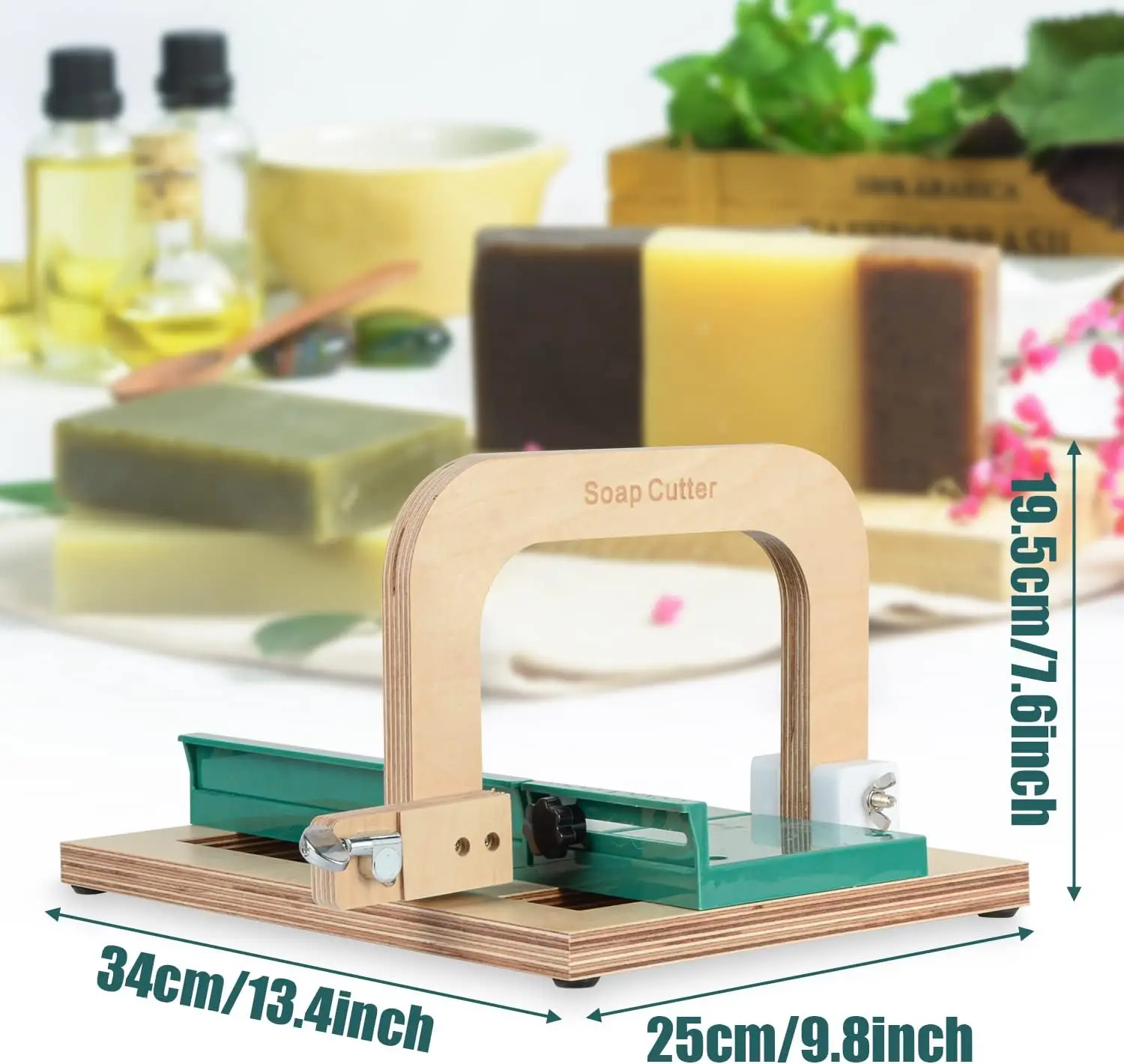 Upgrade Wooden Soap Cutter with Adjustable Cutting Wire Soap Slicer Tool for DIY Soap Cheese Butter Cake Bread Butter