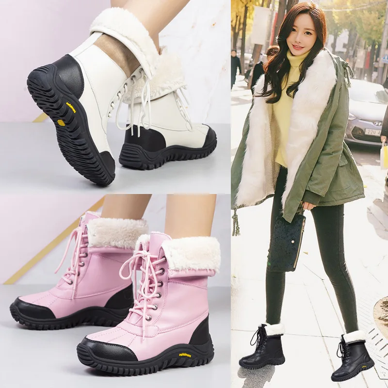 High-top outdoor snow boots ladies plus velvet thick warmth large size waterproof casual sports shoes