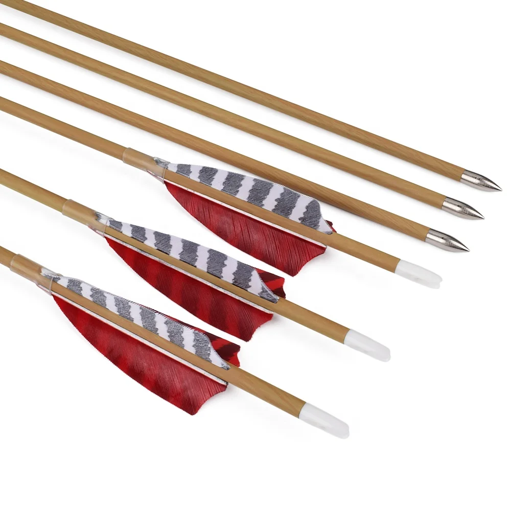 Bullet Point Turkey Feather Wood Grain Carbon Arrow