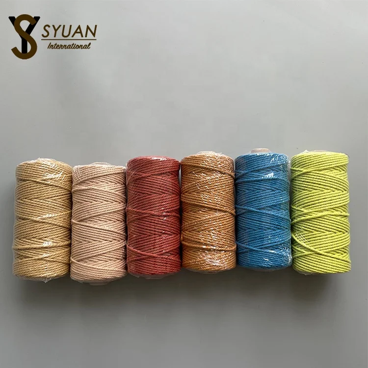 Плетеный хлопковый шнур для макраме, 3 мм, 4 мм, 5 мм, 6 мм, многоцветный длинный шнур