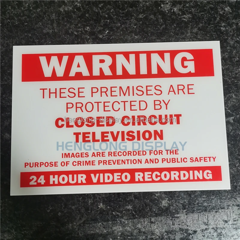 Plastic Road Sign Board Warning 24 Hour Video Recording Acrylic Warning Sign Board