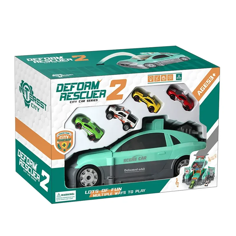 Kids electric city track parking lot plastic toy car garage play set with light and sound