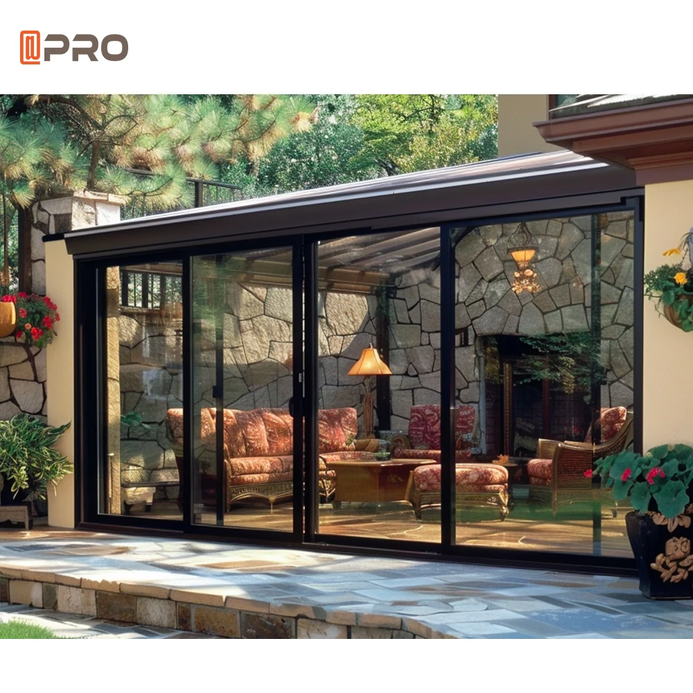 APRO 2024 sunroom Aluminum Sunroom Energy-Saving with Modern Minimalist Style with sliding door