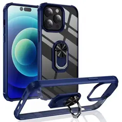 360 Degree Full Protection Liquid TPU Transparent PC Gel Metal Phone Case  For iphone 14 Plus 6.1inch Pro Max Cover Blue Color