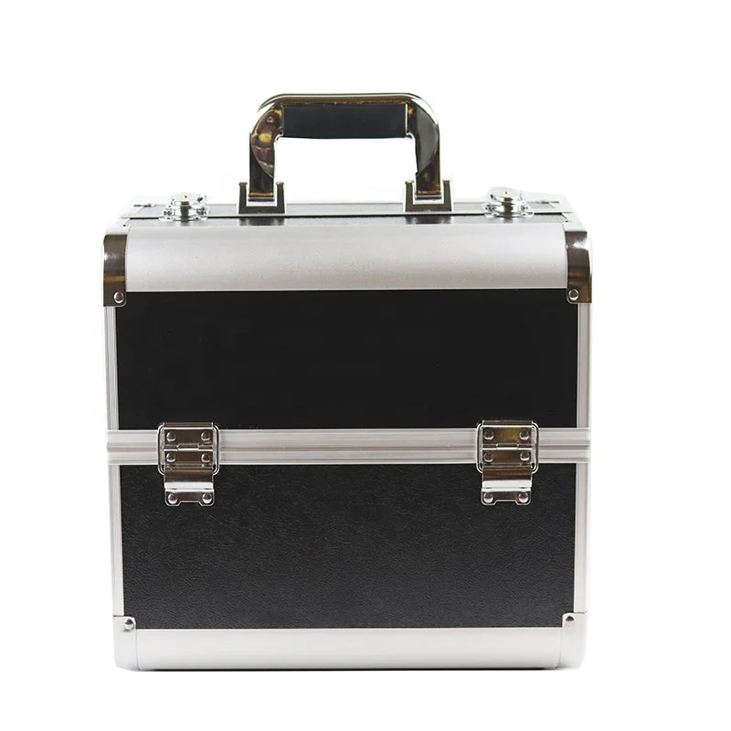 Mekup Cosmetic Bag For Lady Travel Makeup Bag With 4 Trays Lockable Cosmetic Storage Box For Women and Girls