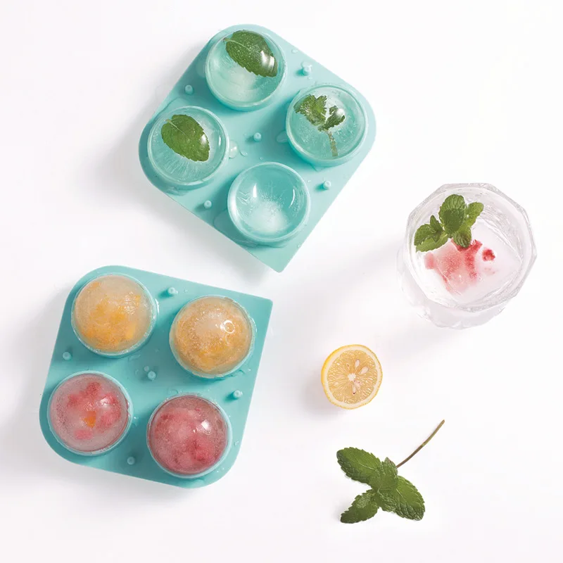 Easily Pop Up 4 Cavity Reusable Giant Ice Cube Tray With Lid