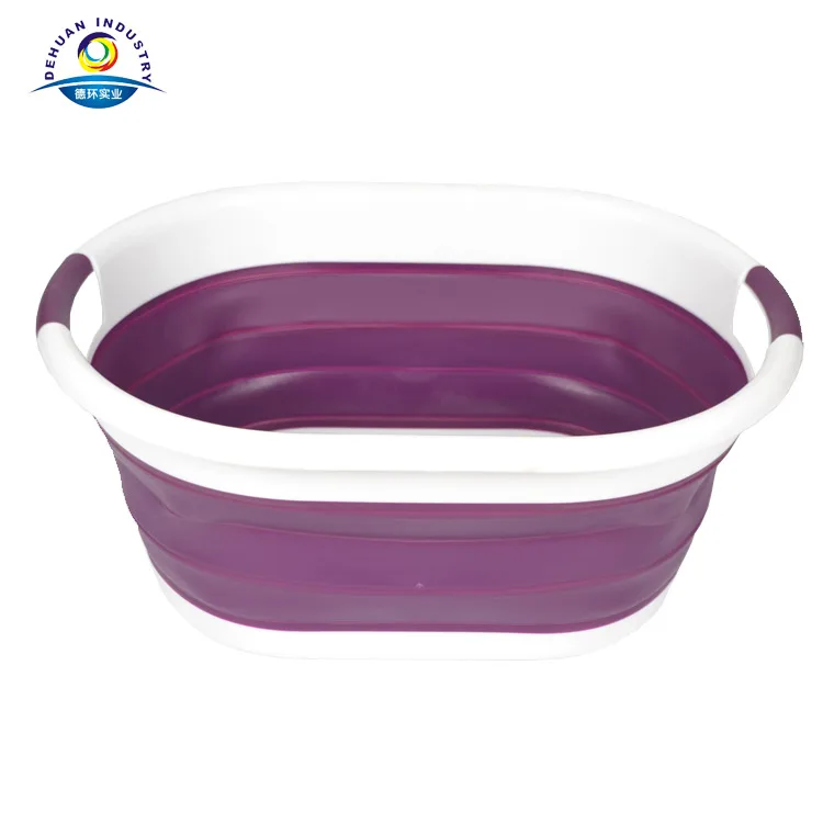Washing Clothes Basket Foldable Silicone Plastic Collapsible Laundry Basket