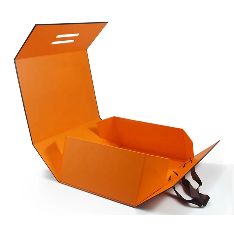 Oem Luxury Custom Logo Clothes Clothing Shirt Shoes Box Packaging Printed Folding Gift Magnetic For Orange Boxes With Lid