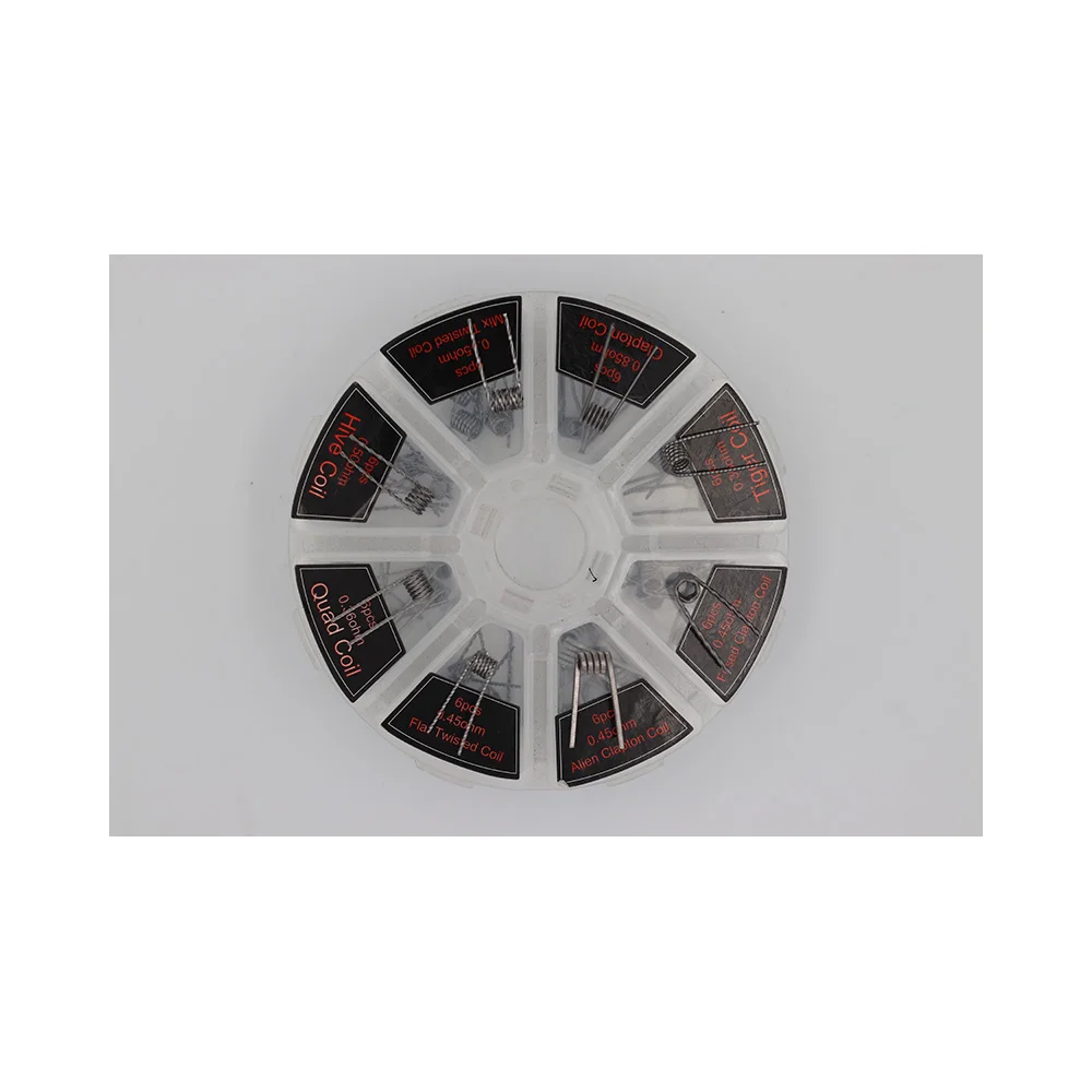 
cig vape coil Ni80 Ni90 SS316L wire 8 in 1 box premade prebuilt coil wire 