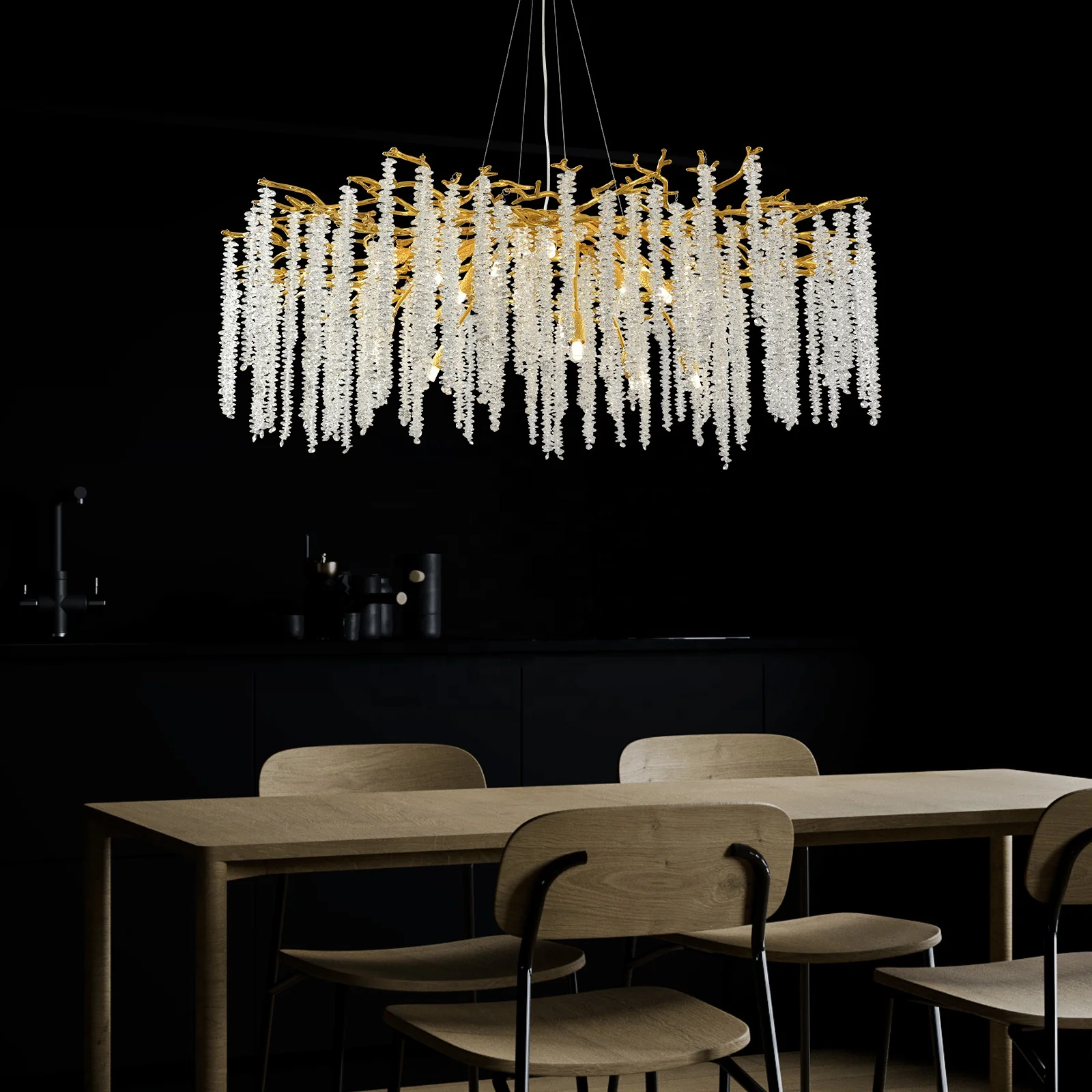 Detachable low shipping die-casting aluminum branch chandelier for indoor living room dining room island chandelier crystal