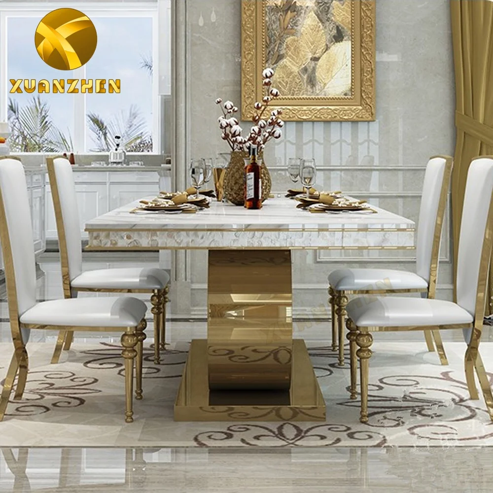Home Furniture Modern Dining Room Set Marble Table With 6 Chairs Made in Foshan