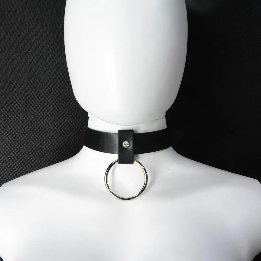 
RTS Fashion Sexy Necklace Lady Punk Leather Gothic necklace Black Pu Metal collar 