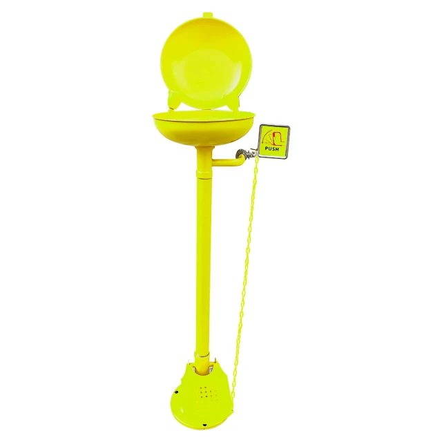 DEWASH China High-end  Stainless steel/ABS Coating Pedestal Mounted Emergency Vertical eye wash eyewash With foot pedal