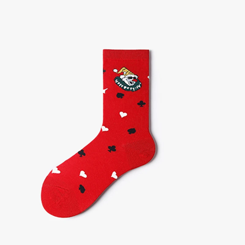 
Fun Custom Crew Men Dress Red White And Blue Poker Socks 