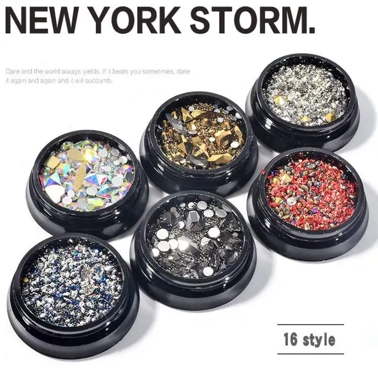 Wholesale Factory Outlet New Fashion Jewelry Bling Mixed Flat Rhinestone Nail Art Decoration