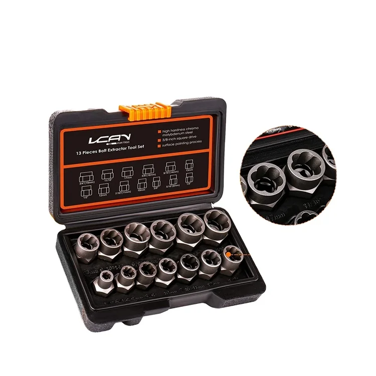 Vcan Vde 3/8 Chrome Vanadium Steel Screw Impact Socket Damaged Bolt Screw Extractor