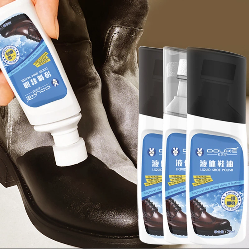 Duyouke Liquid Shoe Polish Black Brown Colorless Shoe Polish Sponge Head Polish Dermal Nourishing oil 75ml