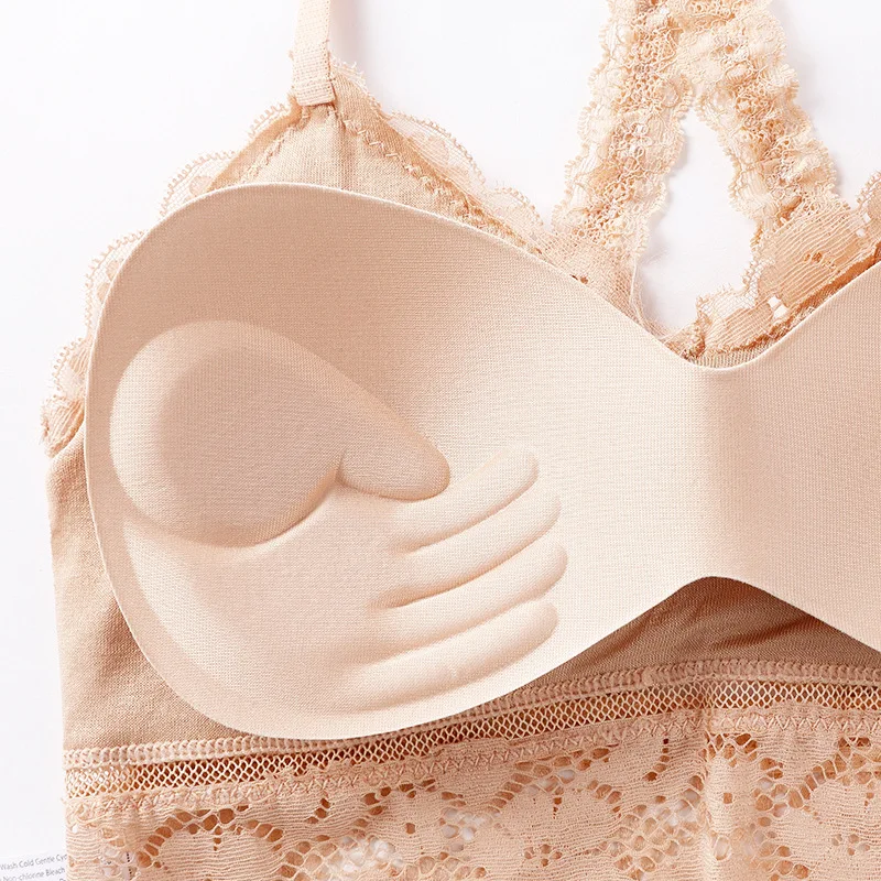 Sujetador con hebilla delantera sin costuras para mujer plus size wirefree bra ultra thin seamless lace push up bra for women