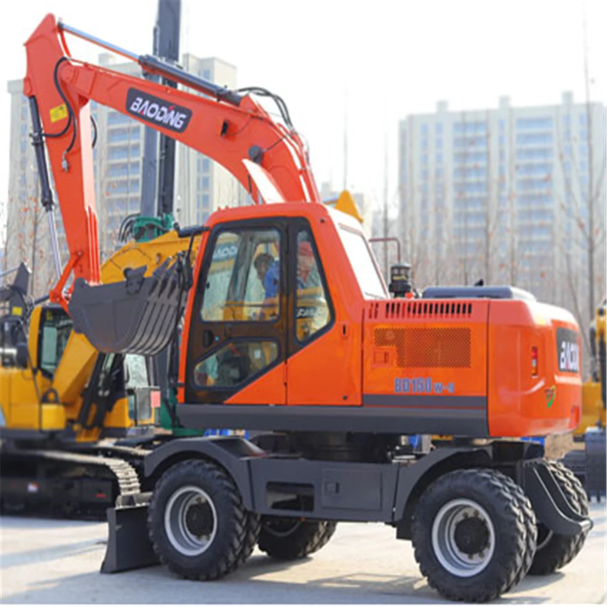 BD150W China famous scrap excavator 15 ton big excavator on wheel mounted scrap grapple