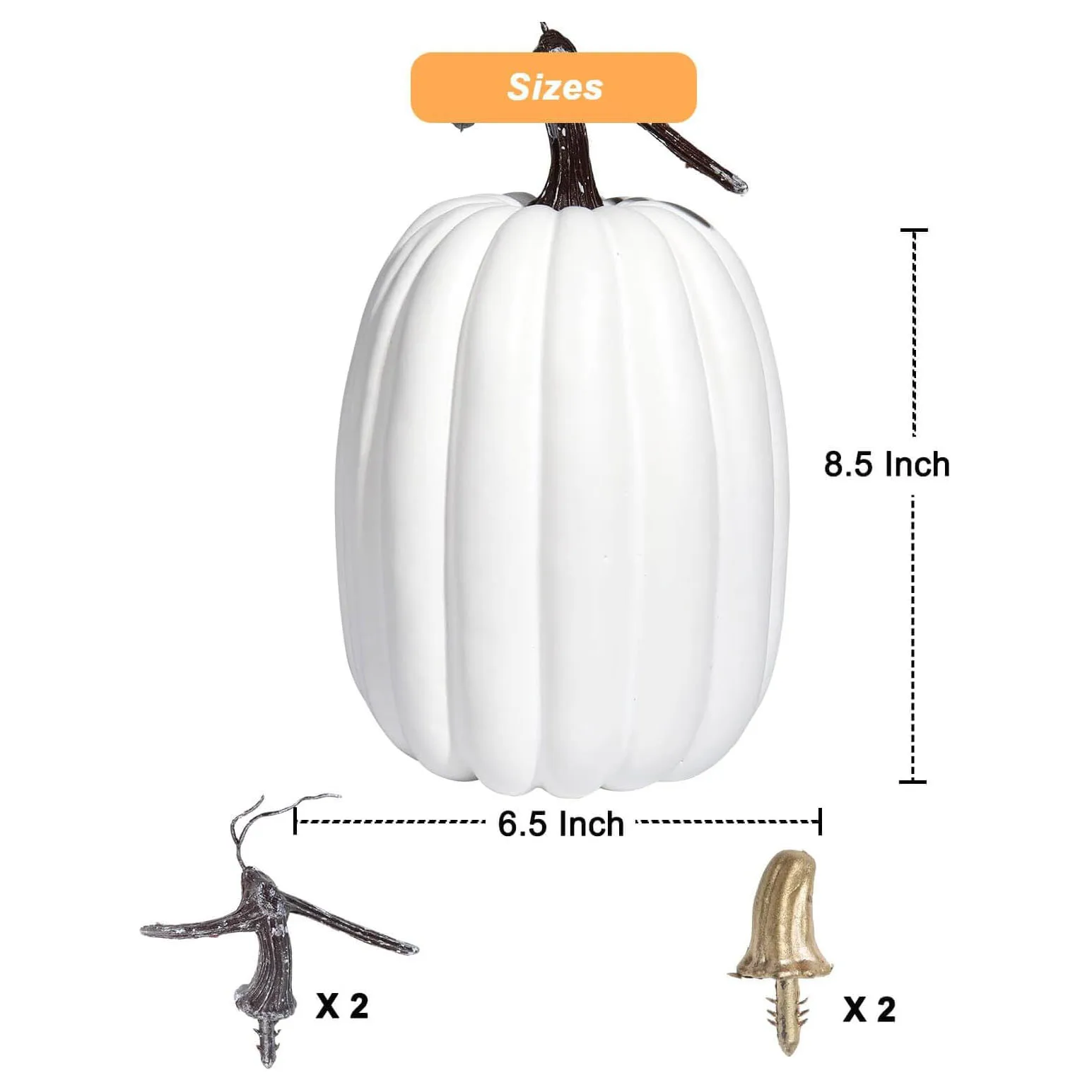 8.5 Inch Large Pumpkins for Decorating - 2PCS Big White Foam Decorative Pumpkins for Fall Decor,