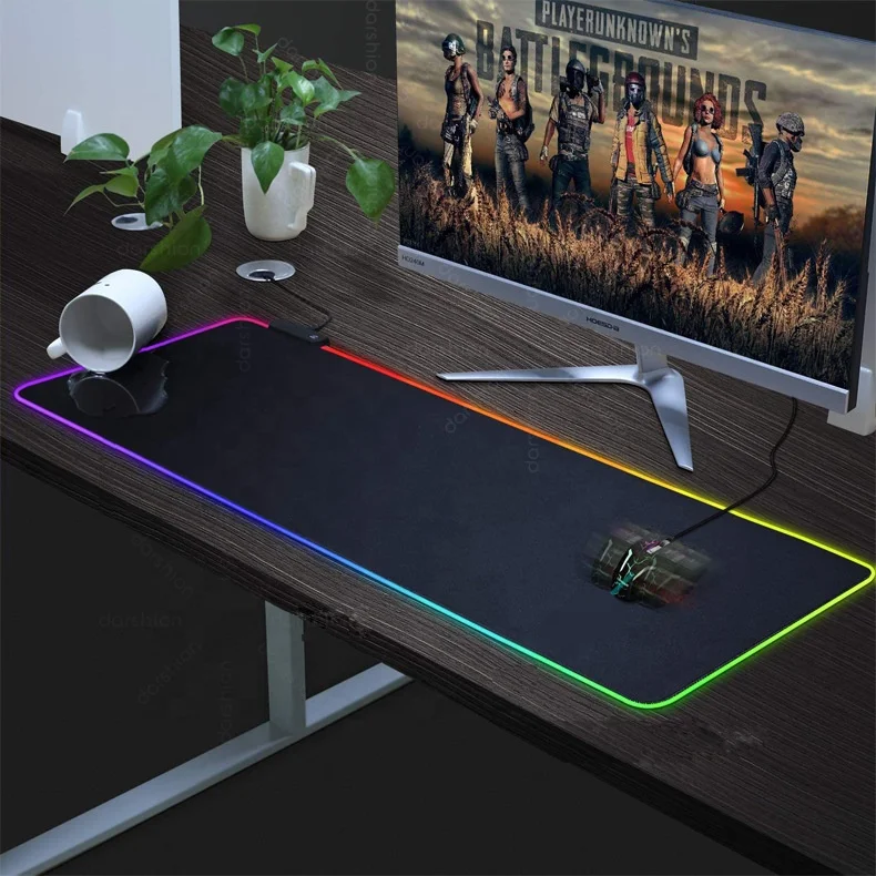 Large Gaming Mouse Pad Light Modes Touch Control Extended Soft Computer Keyboard Mat Non-Slip