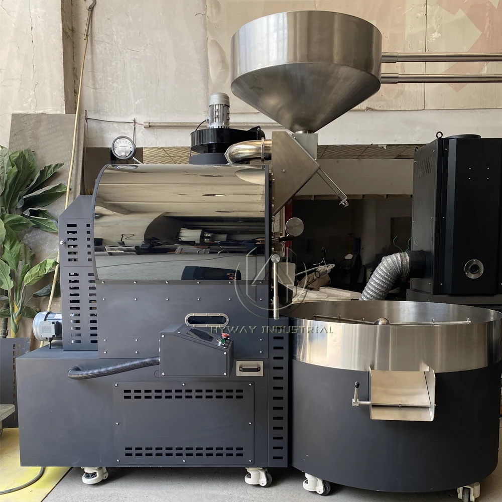 HW-17kg 15kg double drum cast iron stainless steel gas hot air heating coffee roasters coffee bean coffee roaster machine