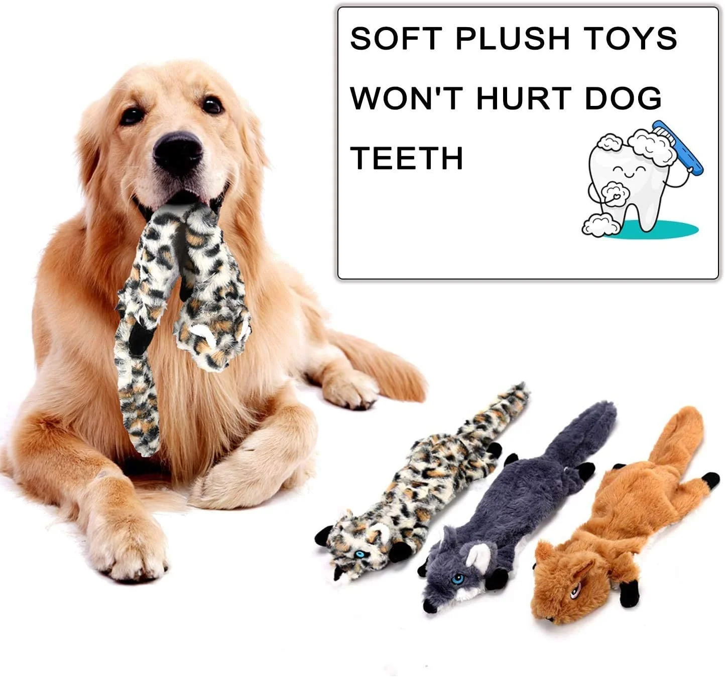 Interactive 5 Pack Pet Toys Dog Large Squeaky Toys Crinkle No Stuffing Animals Dog Plush Chew Toy for Small Medium and Large Dog