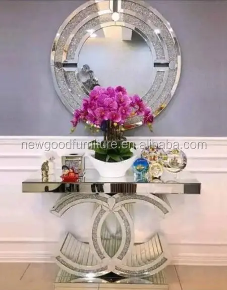 
Foshan factory direct sale good quality side view table MDF hallway cabinet table with mirror 