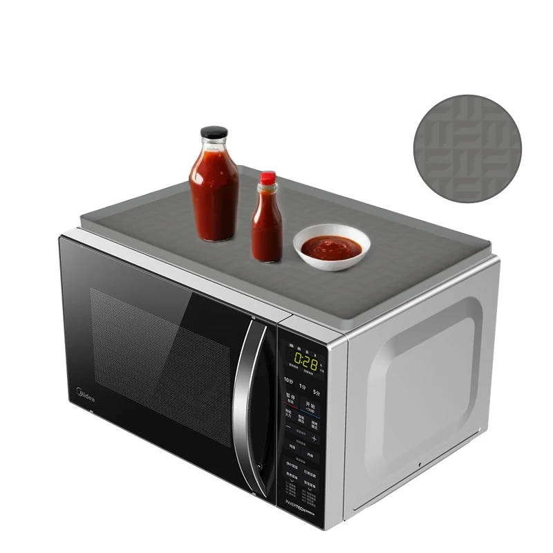 Non Slip Silicone Mat for Microwave Oven Top Protector,Waterproof Microwave Countertop Silicone Protective Cover Mat with Lip
