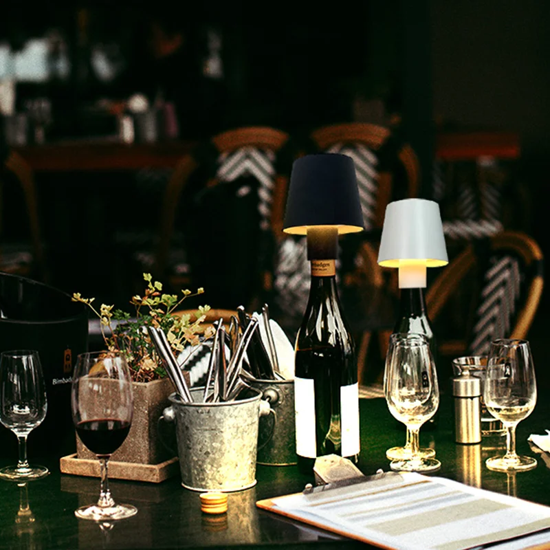 Touch sensor Home Decorative Dimmable light Outdoor waterproof Battery USB Charge led Wine Bottle Farmhouse Table Lamp