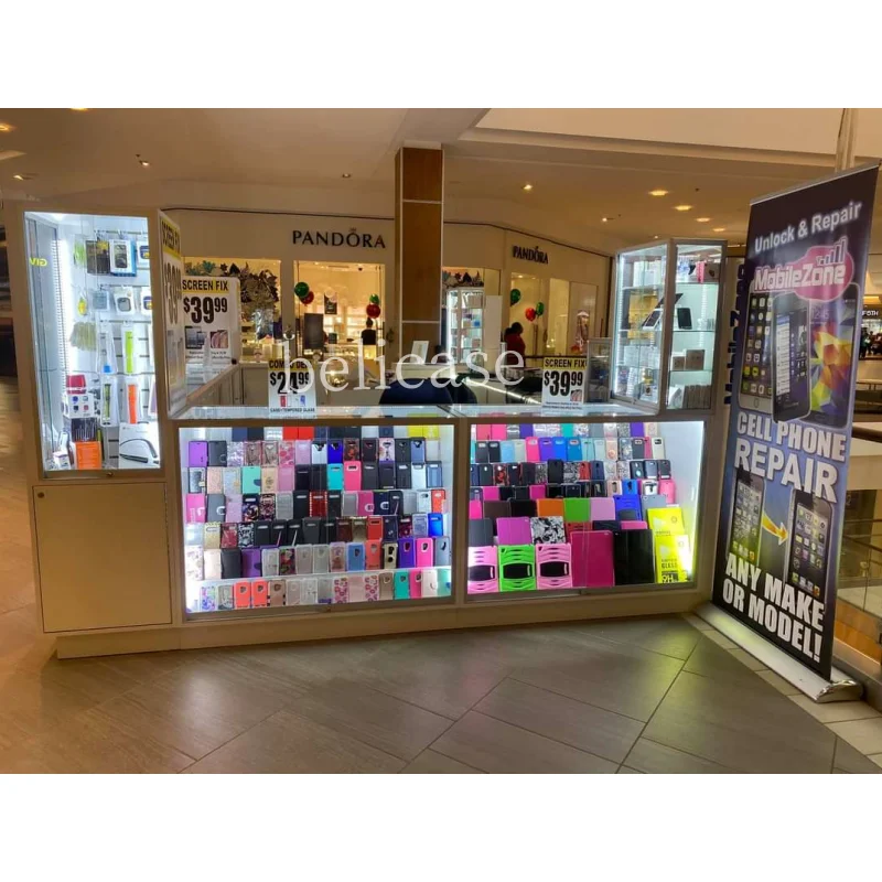 America Shopping Mall Approval Cell Phone Cases Kiosk Phone Accessories Display Showcase Retail Mobile Phone Kiosk For Sale