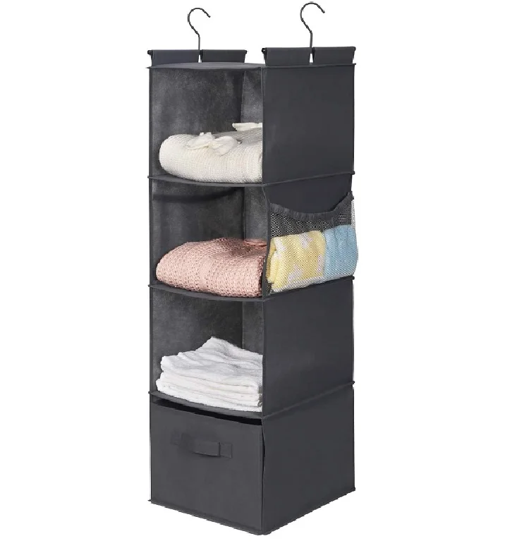 Bedroom closet foldable fabric clothes hanging organiser
