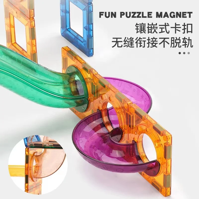 Sell high-quality Race Track Construction Magnet Building Block Game 3D Educational Magnetic Tiles Jigsaw Puzzle Toy