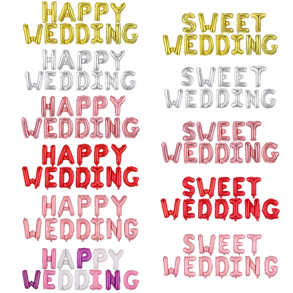 Wholesale Happy Wedding Foil Balloons Mylar Foil Sweet Wedding Balloon For Party Decorations