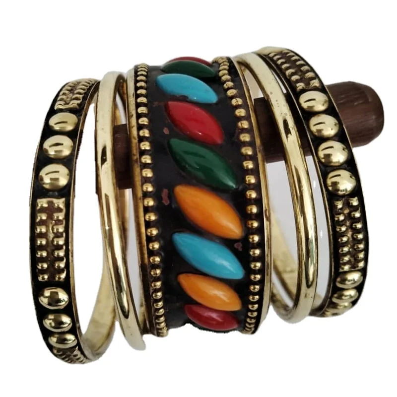 Top Selling Handmade Lacquered Stainless Steel Jewelry Buffalo Horn Resin Metallic Bangle Bracelets & Bangles