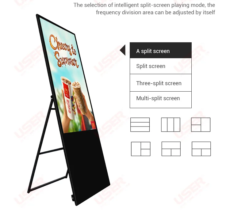 Portable digital poster lcd signage 4K HD android kiosk smart advertising players digital signage and displays