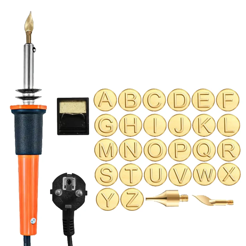 Promotion 110V/220V 30W/40W 26 Letter Head Pyrography Art Crafts Pen Multi Tips Wood Burning Tool Kit Soldering Iron Pencil Grip