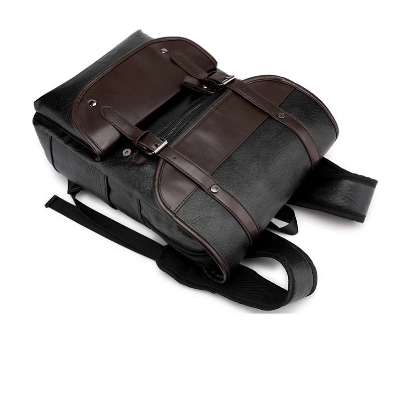 large capacity waterproof travel backpack computer laptop bags vintage casual PU leather backpack