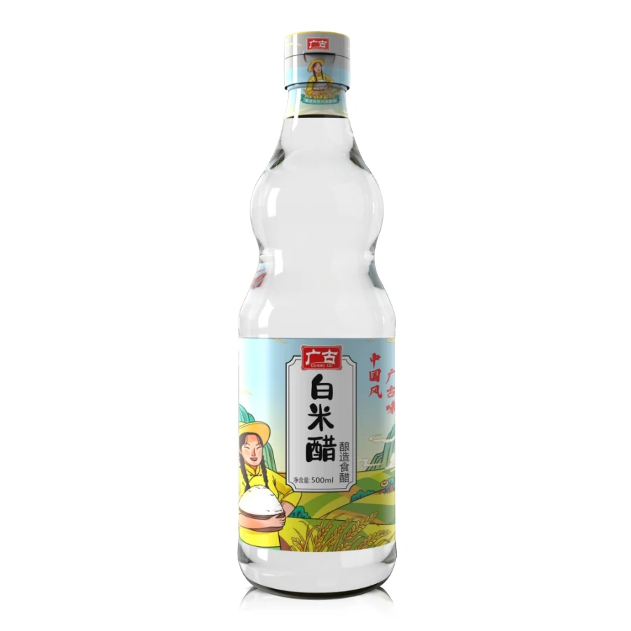 Glass Bottle White Rice Drinking Vinegar 500ml For Making Fruit Apple Vinegar Or Cold Dishes