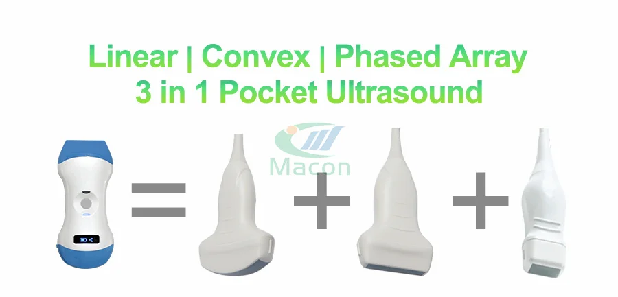 MC25 3 arrays 5 imaging modes 3 in 1 wireless ultrasound probe scanner for full body diagnostic imaging