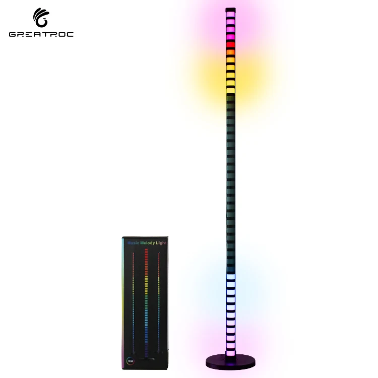 Greatroc New Arrived Smart 1.2m RGB Audio Recognition Rhythm Lights Living Room Ambient Floor Lamp APP/Remote/BT Control