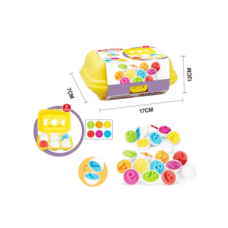 Educational toys kids matching eggs 6pcs number sensory funny twisted Easter eggs color digital cognitive sort learning toy set