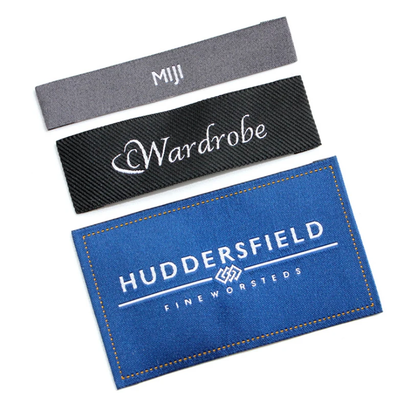 Simply design custom High grade woven shirt labels clothing online garment neck casual woven name sewn in label tags for clothes